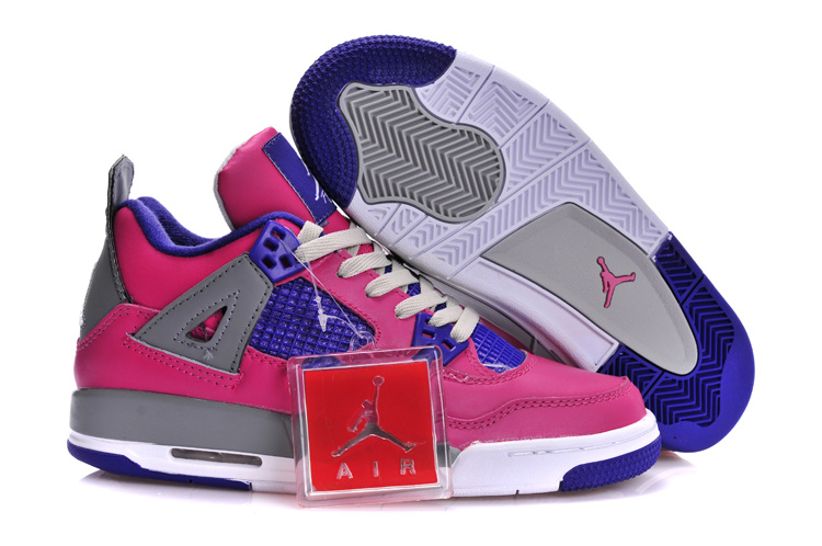Air Jordan 4 Women Shoes Purple/Red/Gray Online